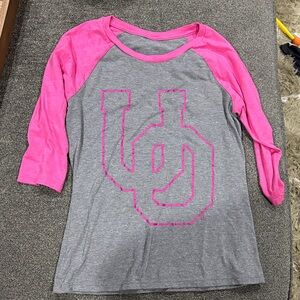 Pink and gray University of Oregon baseball T